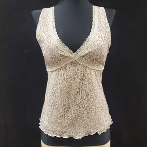 Pink Rose Womens Y2K Lace Trim Babydoll Top Size L‎ Soft Stretch Animal Print